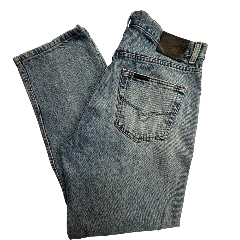 Harley Davidson Jeans Mens 34x30 Distressed‎ Light Wash Straight Leg Biker